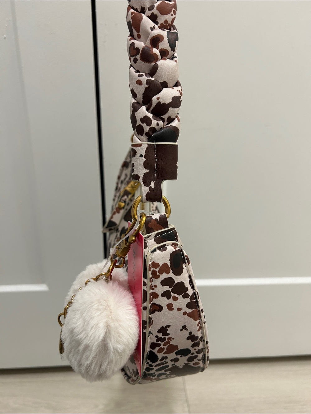 Betsey Johnson (NWT) Brown Cow Print Crescent Shoulder Bag - Picture 6 of 13